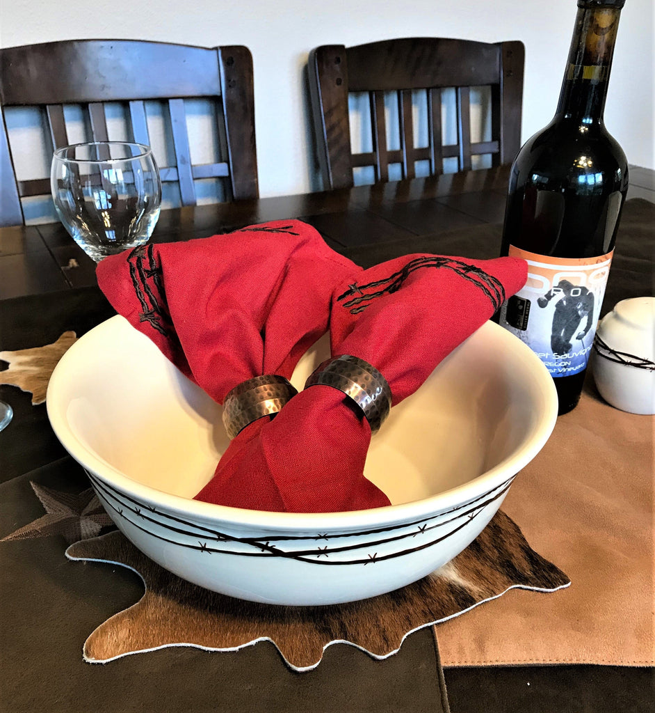 Barbed wire napkins in red - Your Western Decor