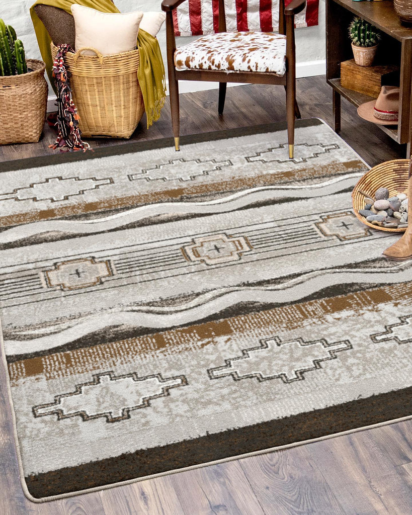 Barton Beige Southwestern Rugs made in the USA - Your Western Decor