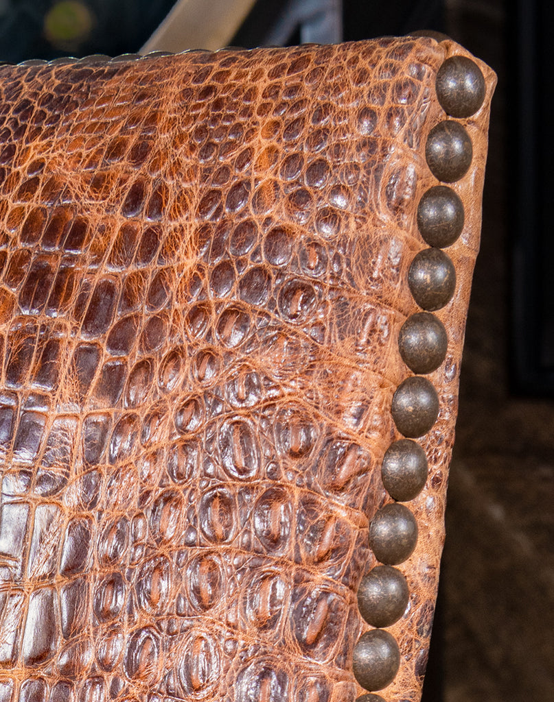 Bayou Croc Embossed Leather Dining Chair Detail - Your Western Decor