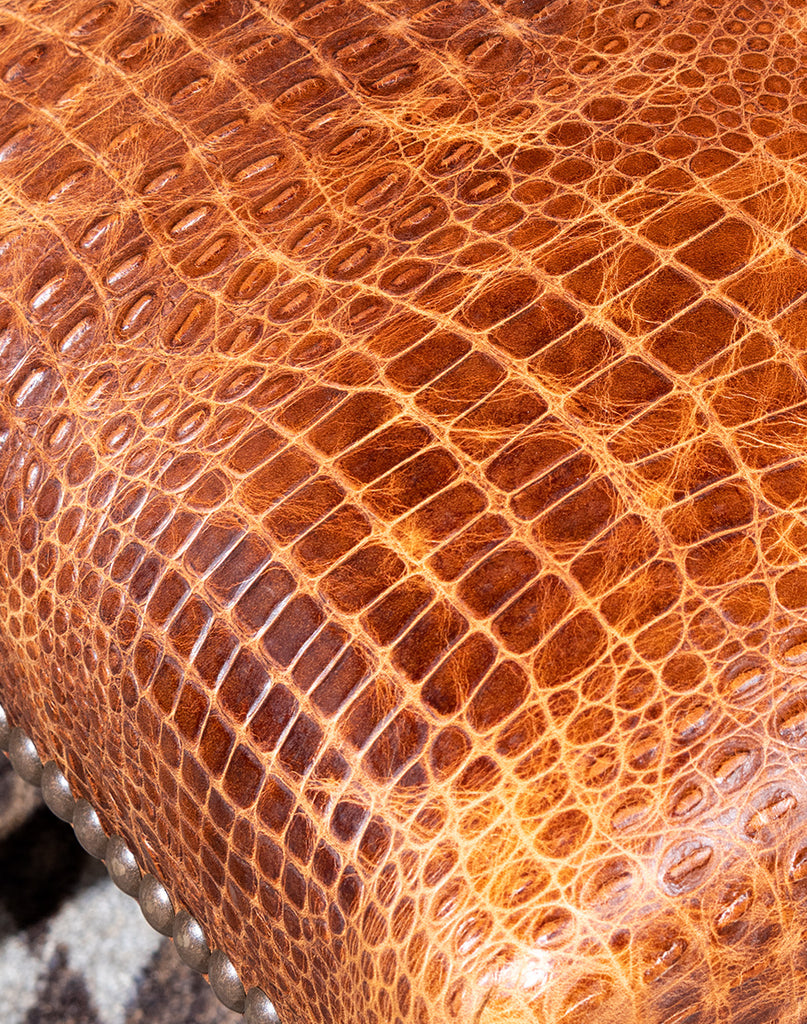 Bayou Croc Embossed Leather Dining Chair Leather Detail - Your Western Decor