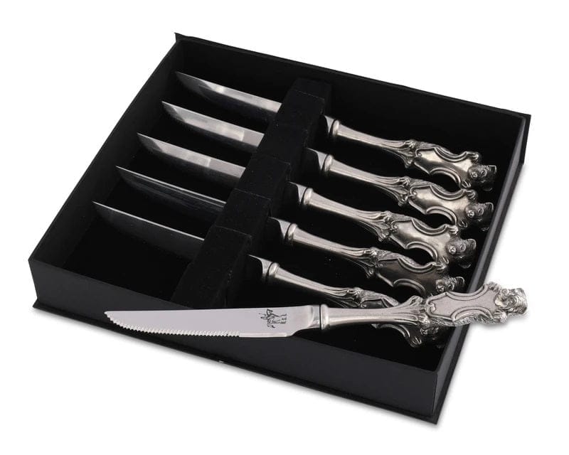Engraved bears on pewter and stainless steel steak knives - Your Western Decor, LLC