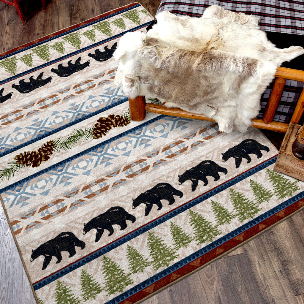 Bear Trails Forest Area Rugs - Cabin themed area rug made in the USA - Your Western Decor