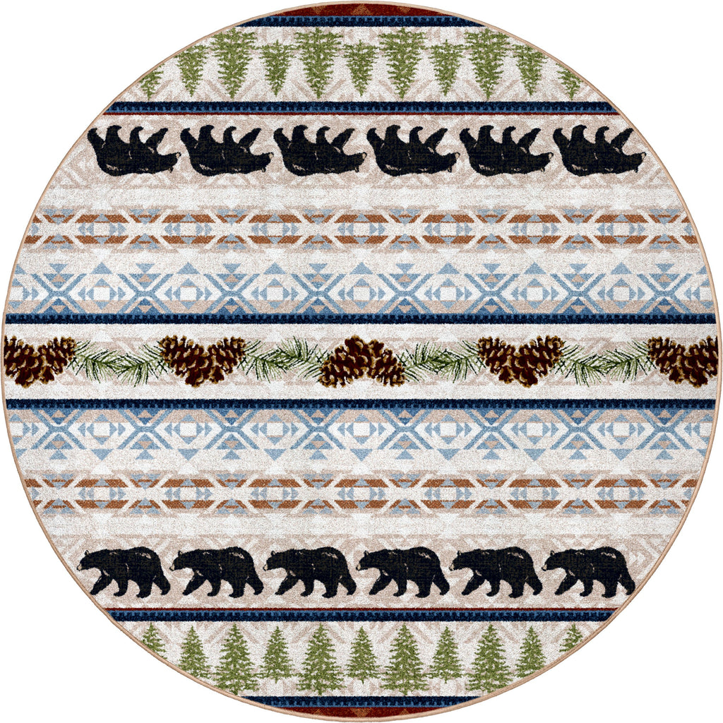 Bear Trails Forest Round Area Rug - Lodge style area rugs made in the USA - Your Western Decor