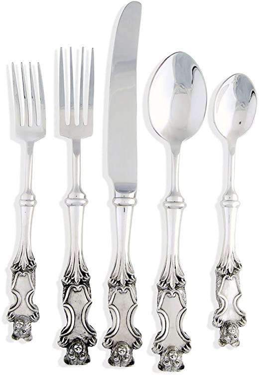 bear mountain stailness steel and pewter flatware set