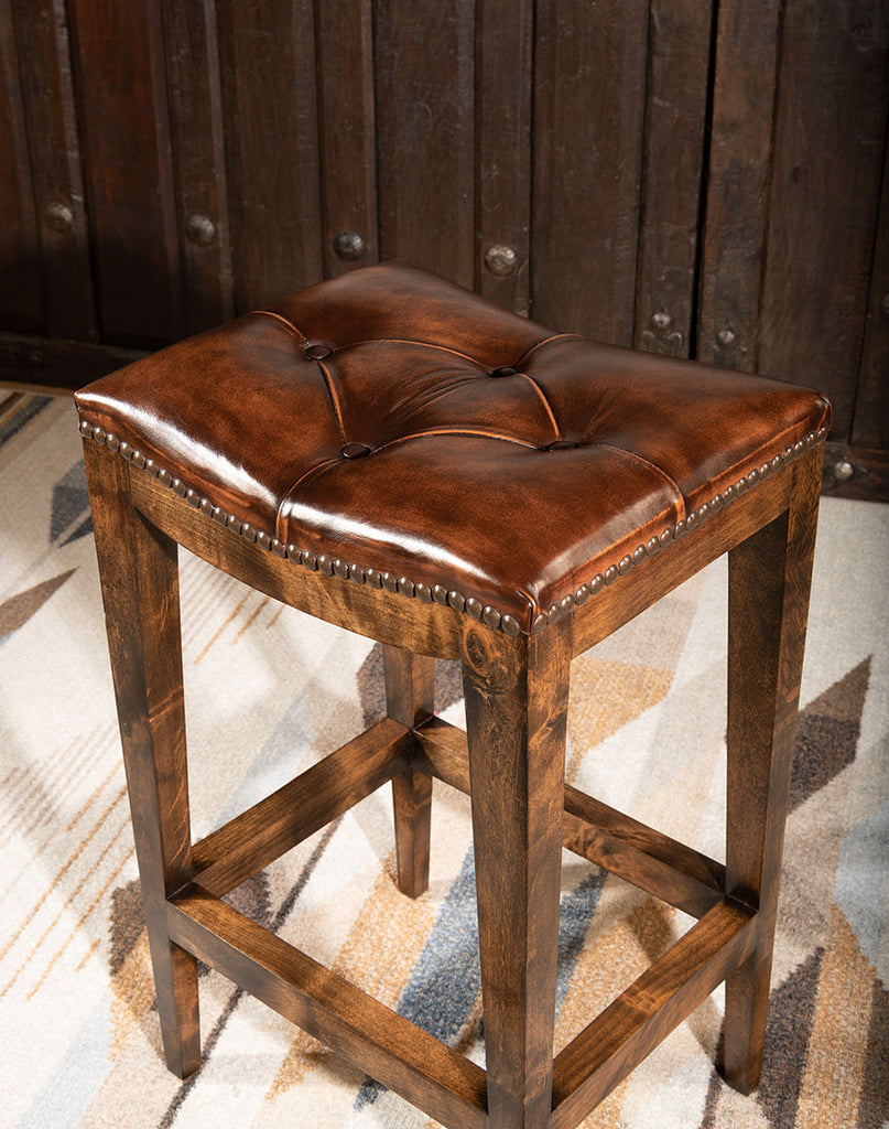 Bero Leather Saddle Counter Stool made in the USA - Your Western Decor