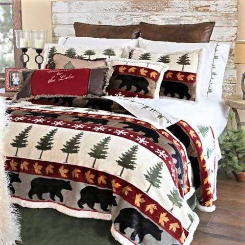Black bear and pines Sherpa bedding set. Your Western Decor