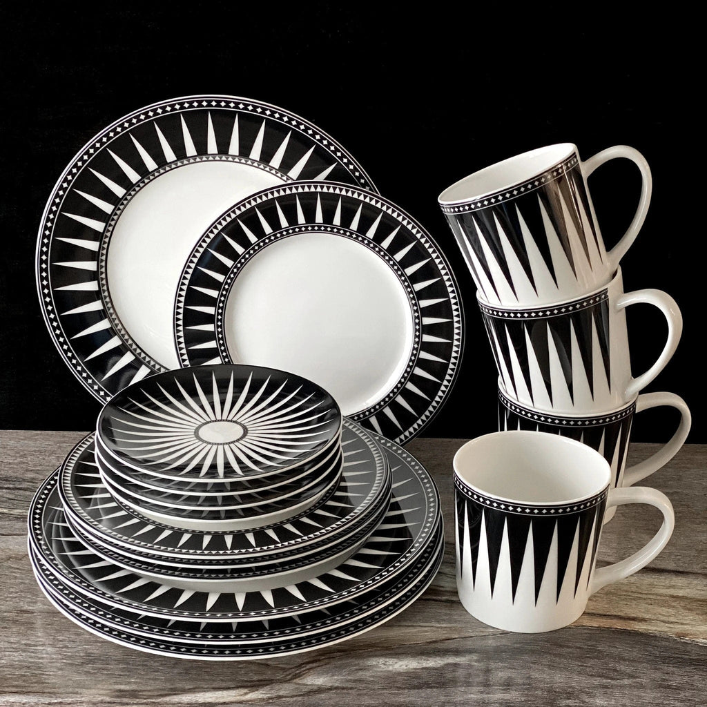 Pocelain black and white dinnerware set - Made in the USA - Your Western Decor