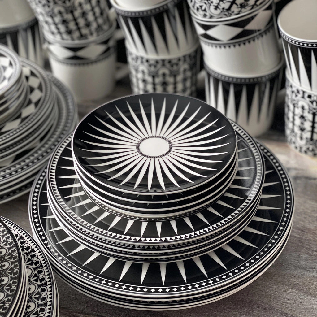 Black burst porcelain dishes - Made in the USA - Your Western Decor