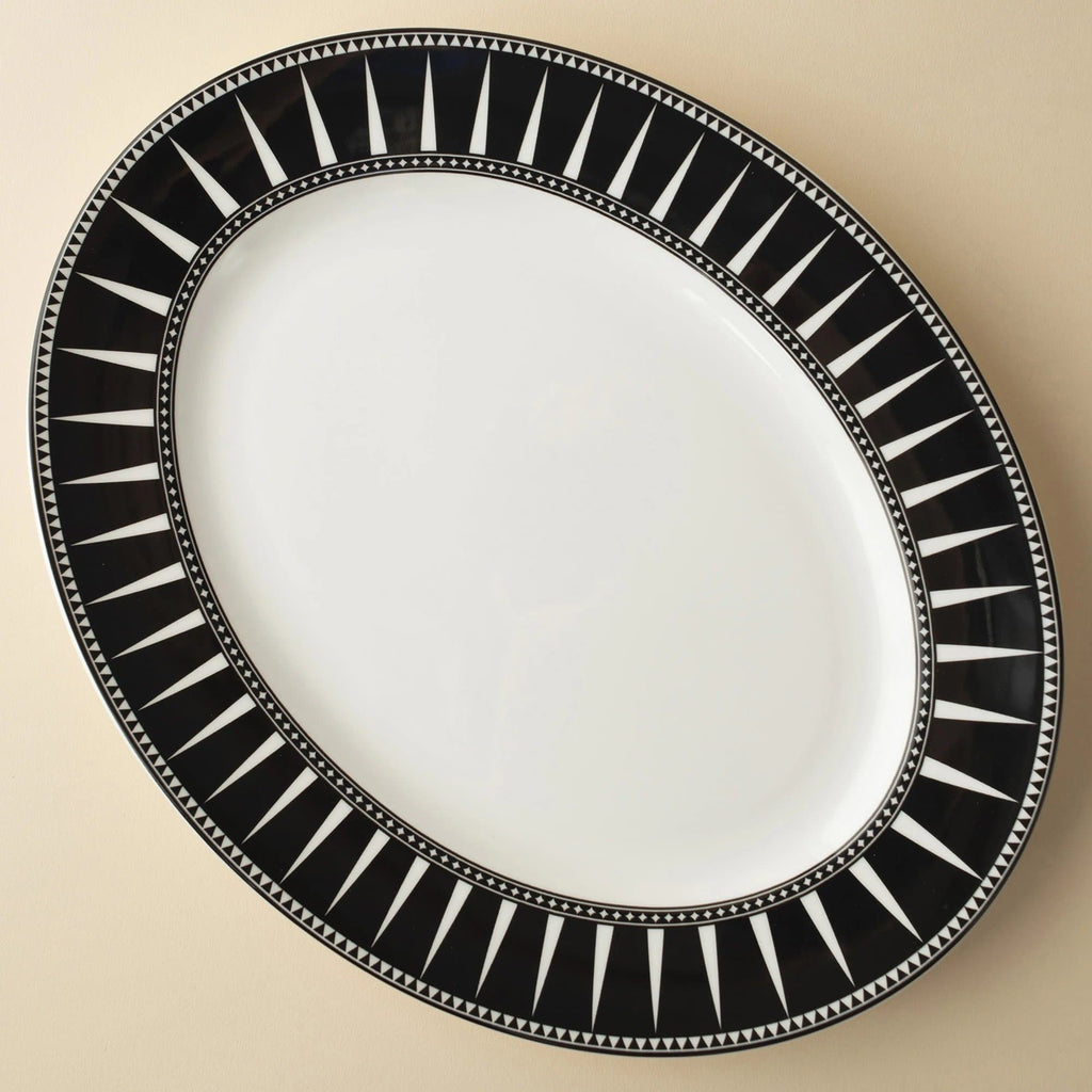 Oval black and white serving platter. Made in the USA. Your Western Decor