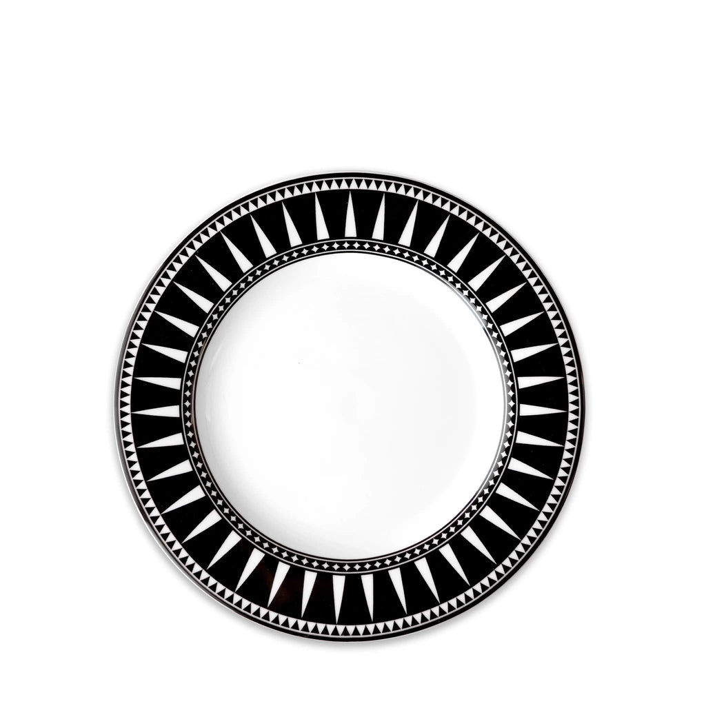 black and white pattern porcelain salad plate - Made in the USA - Your Western Decor