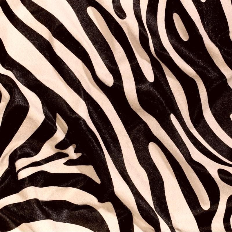 stenciled zebra on off-white cowhide detail - Your Western Decor