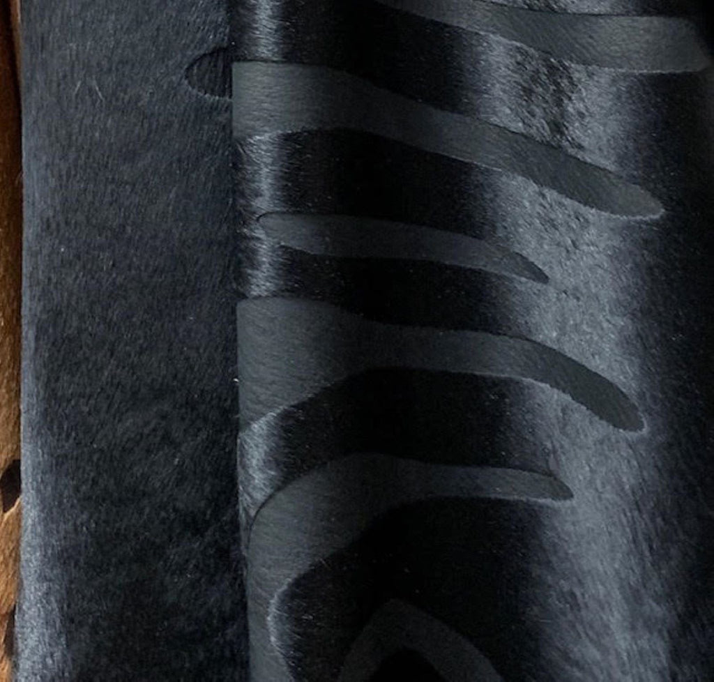 Black on Black Zebra Stencil Cowhide - Your Western Decor Design Studio