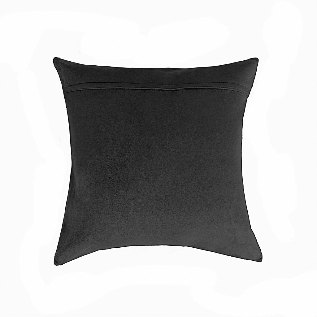 Black and white cowhide pillow black suede reverse - Your Western Decor