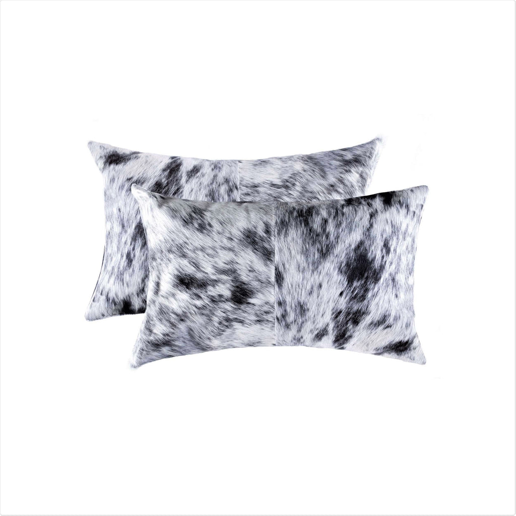 Black and white salt pepper cowhide pillow set. Your Western Decor