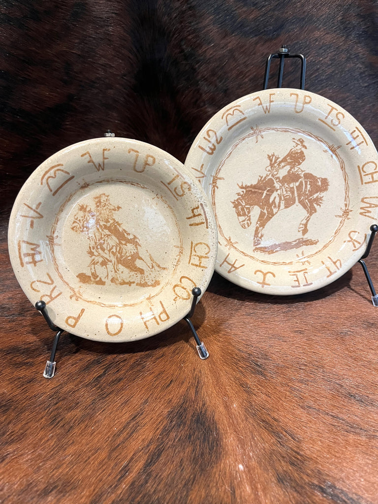 Shooters Saucer and Let 'er Buck Bread Plates made in the USA - Your Western Decor