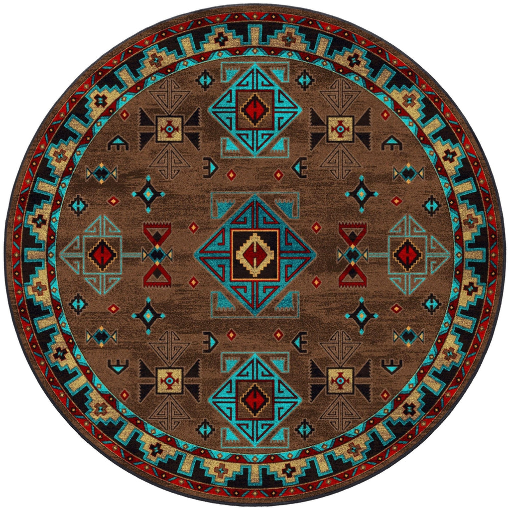 Blue Zircon Southwestern Round Area Rug made in the USA - Your Western Decor