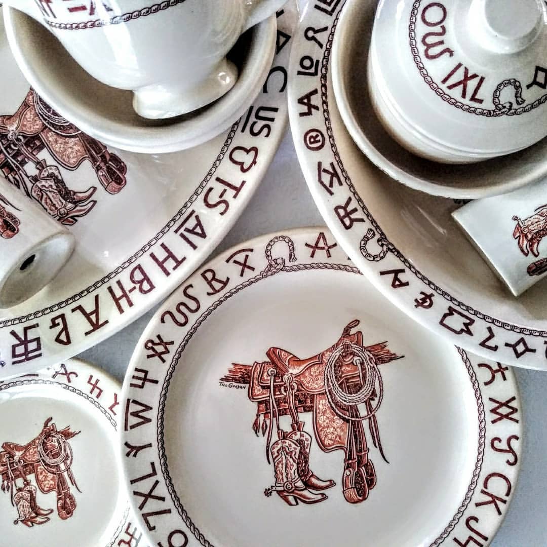 western boots and saddle china dinnerware and dishes. Made in the USA