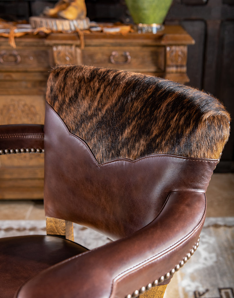 Brindle Cowhide & Leather Counter or Bar Chairs - Your Western Decor