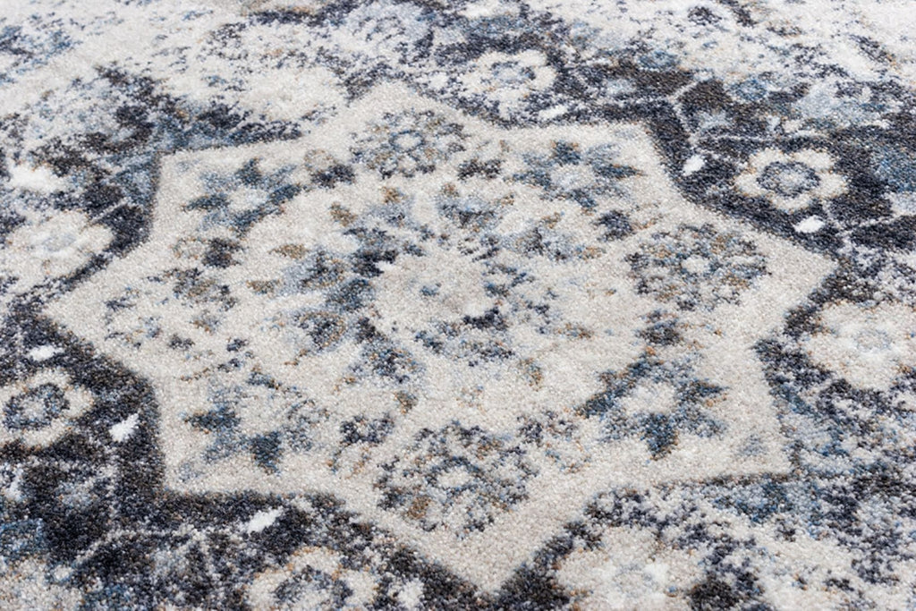 Bristol Mist Distressed Blue/Grey Carpet Detail - Your Western Decor, LLC