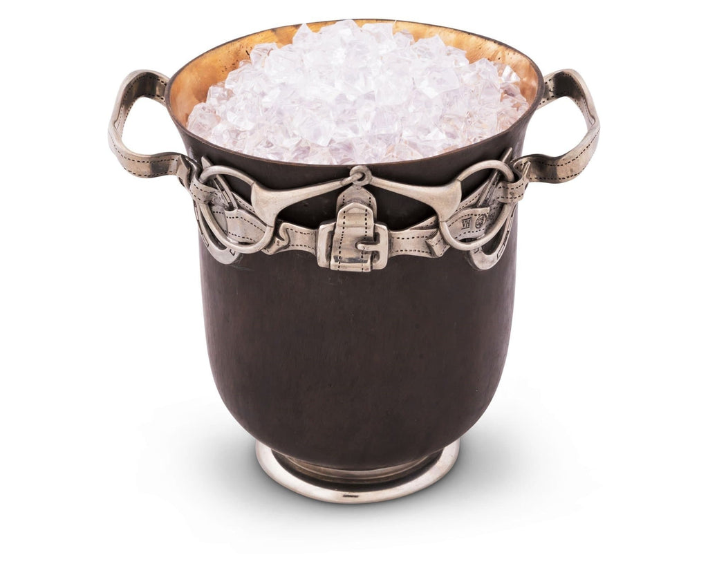 Bronze ice bucket with pewter bit and bridle detail. Luxury ice tub. Your Western Decor