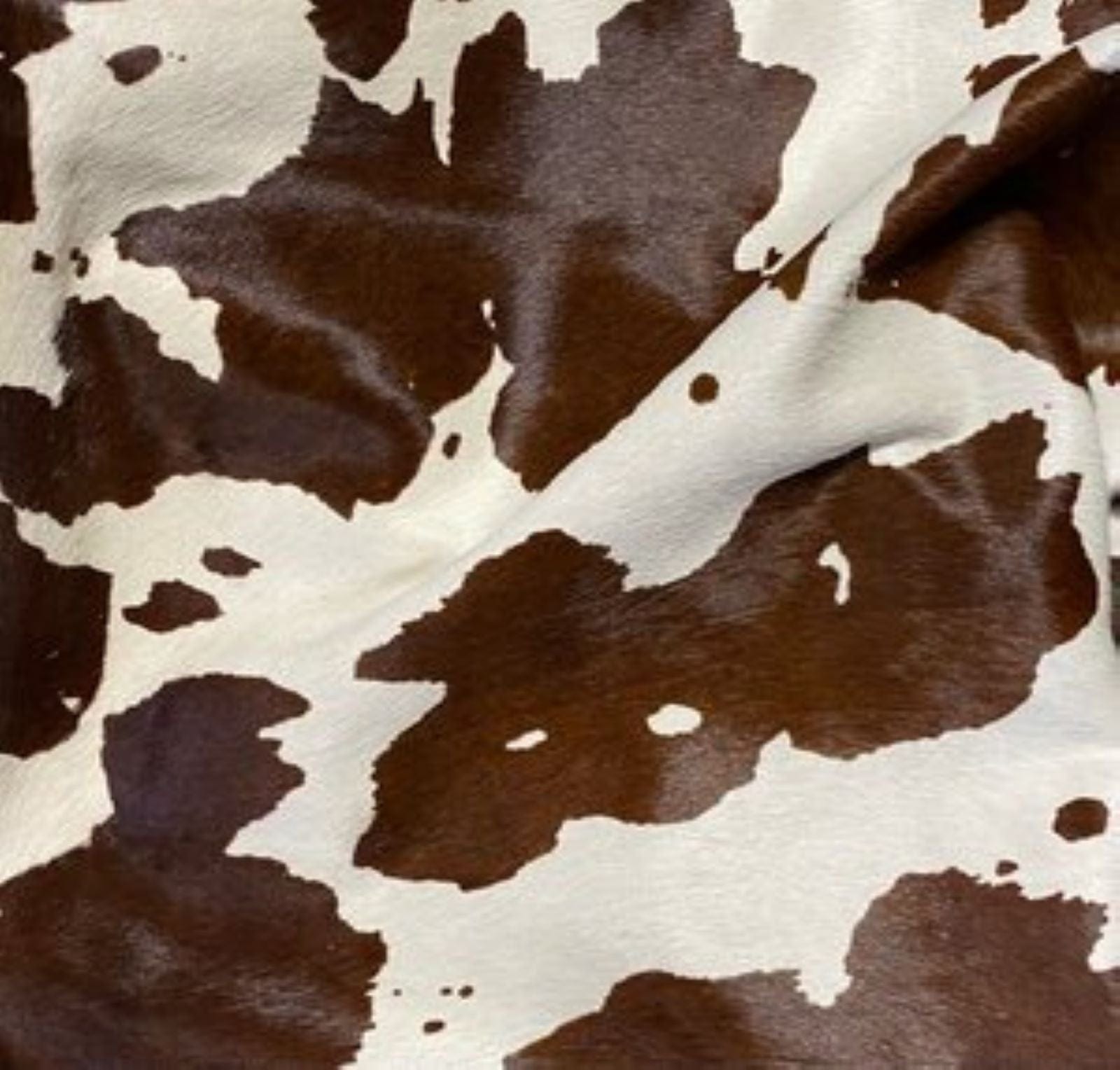 Brown Cow Print Stencil Off-White Cowhide