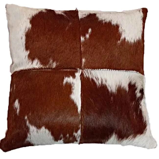 Brown & White Cowhide Accent Pillows 18" x 18" - Your Western Decor