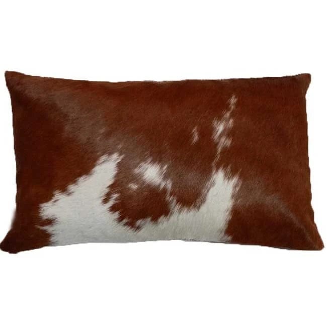 Brown & White Cowhide Accent Pillows 22" x 13" - Your Western Decor
