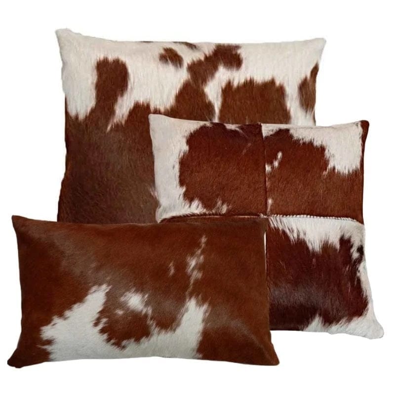 Brown & White Cowhide Accent Pillows - Your Western Decor