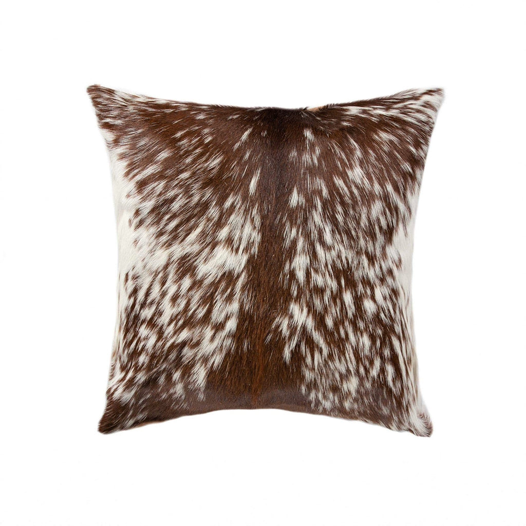 Brown and White Peppered Cowhide Throw Pillow - Your Western Decor, LLC