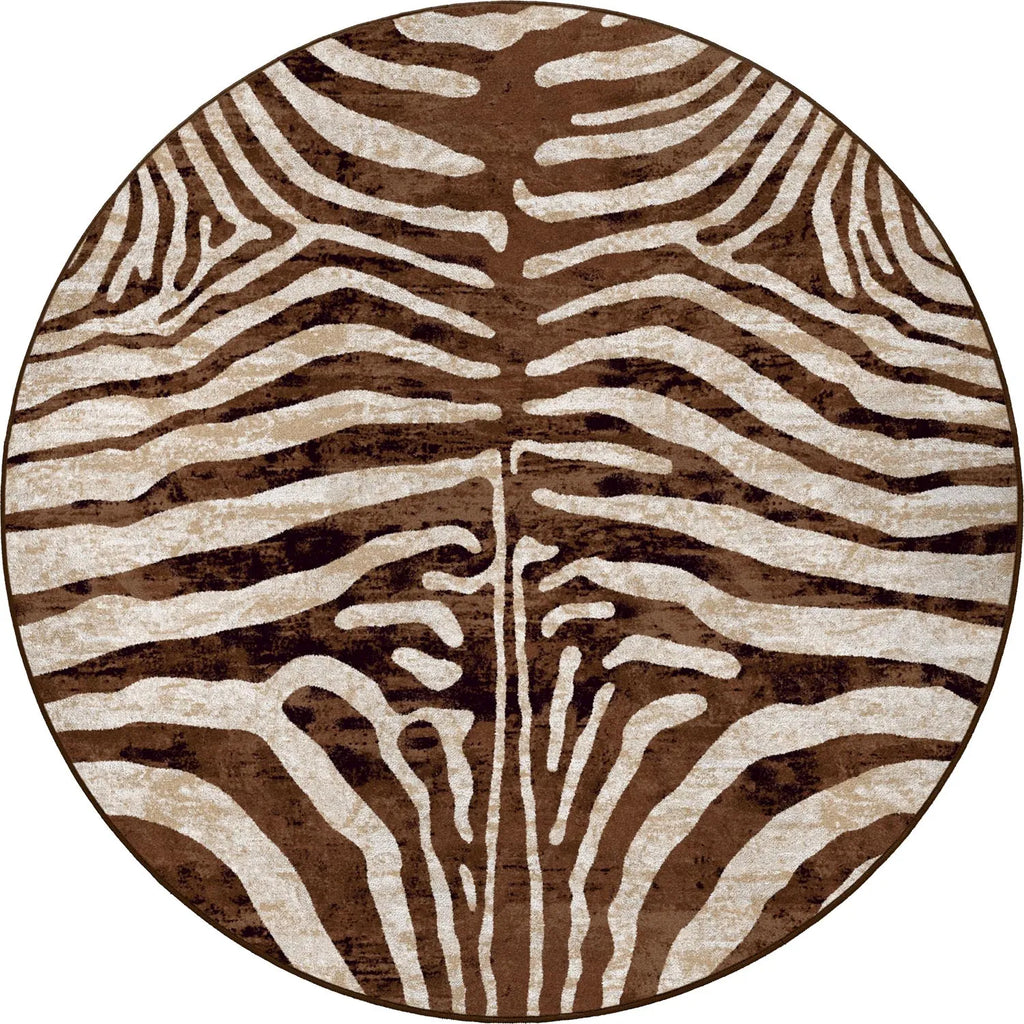 Brown Zebra Print Round Area Rug - Your Western Decor