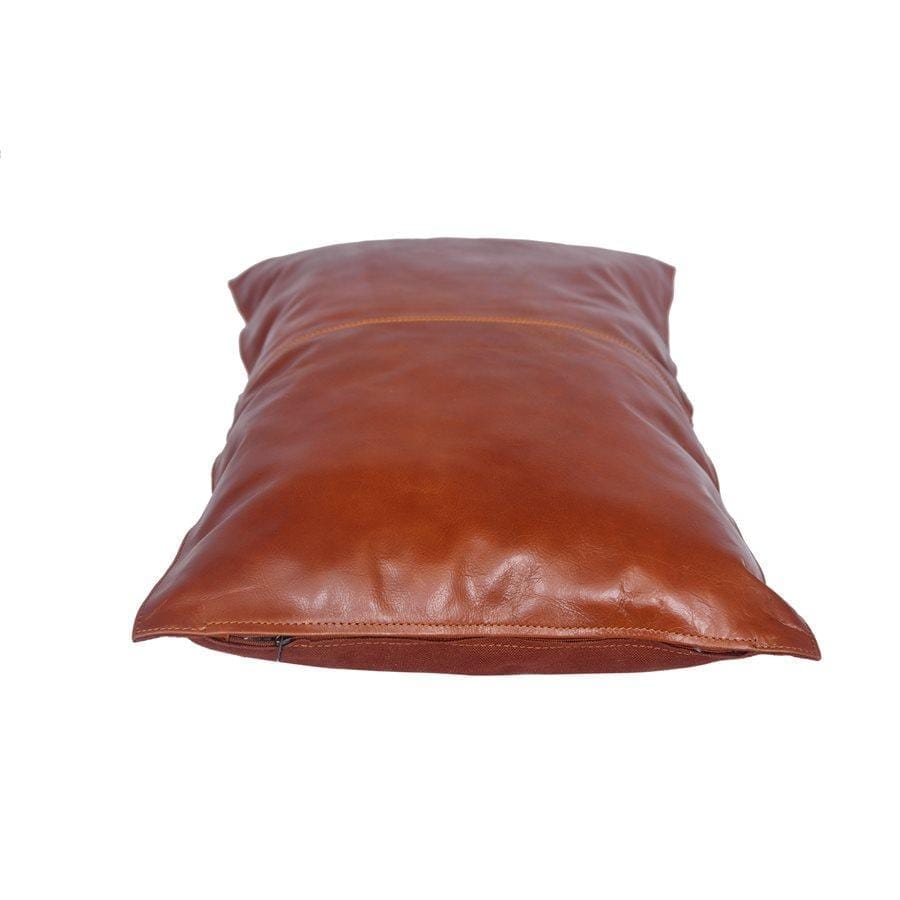Cognac Brown Leather Lumbar Pillow - Your Western Decor