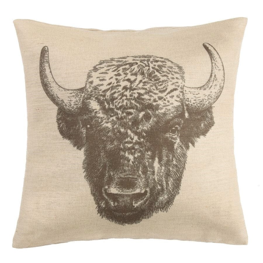 Burlap Buffalo Accent Pillow - Your Western Decor