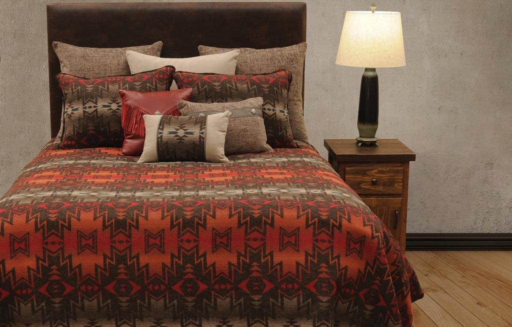 Burnt luminaria bedding set with tempe leather headboard - made in the USA - Your Western Decor