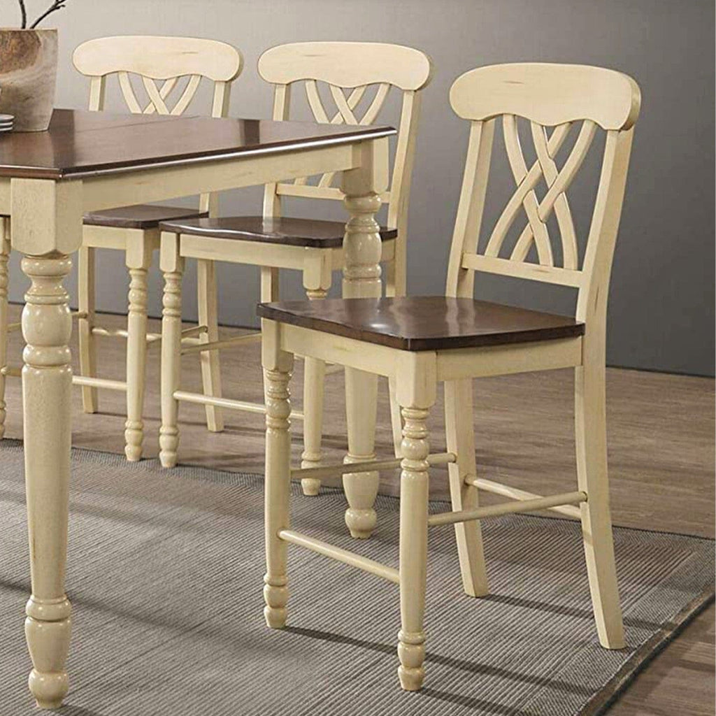 Buttermilk & Oak Counter Chairs - 2-pc Set - Your Western Decor, LLC
