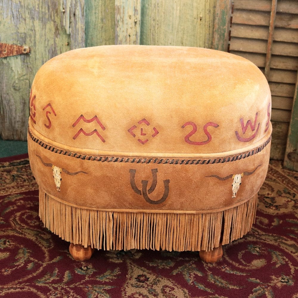 Butterscotch Deer Suede Ottoman made in the USA - Your Western Decor