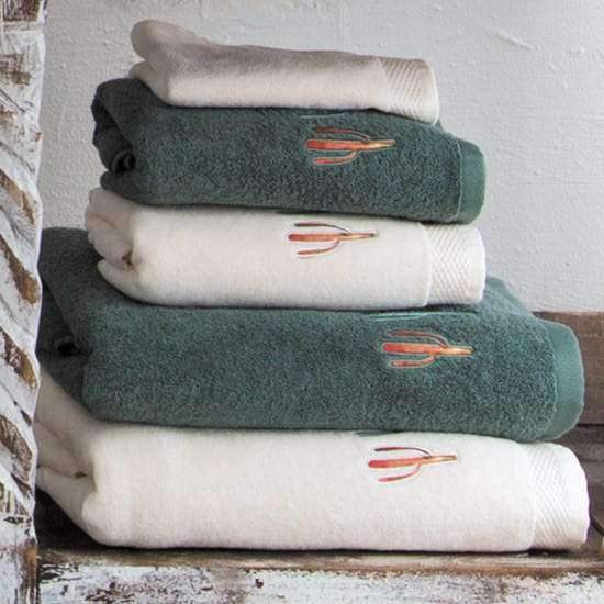 Embroidered cactus bathroom towels. Cream or Turquoise towels. Your Western Decor
