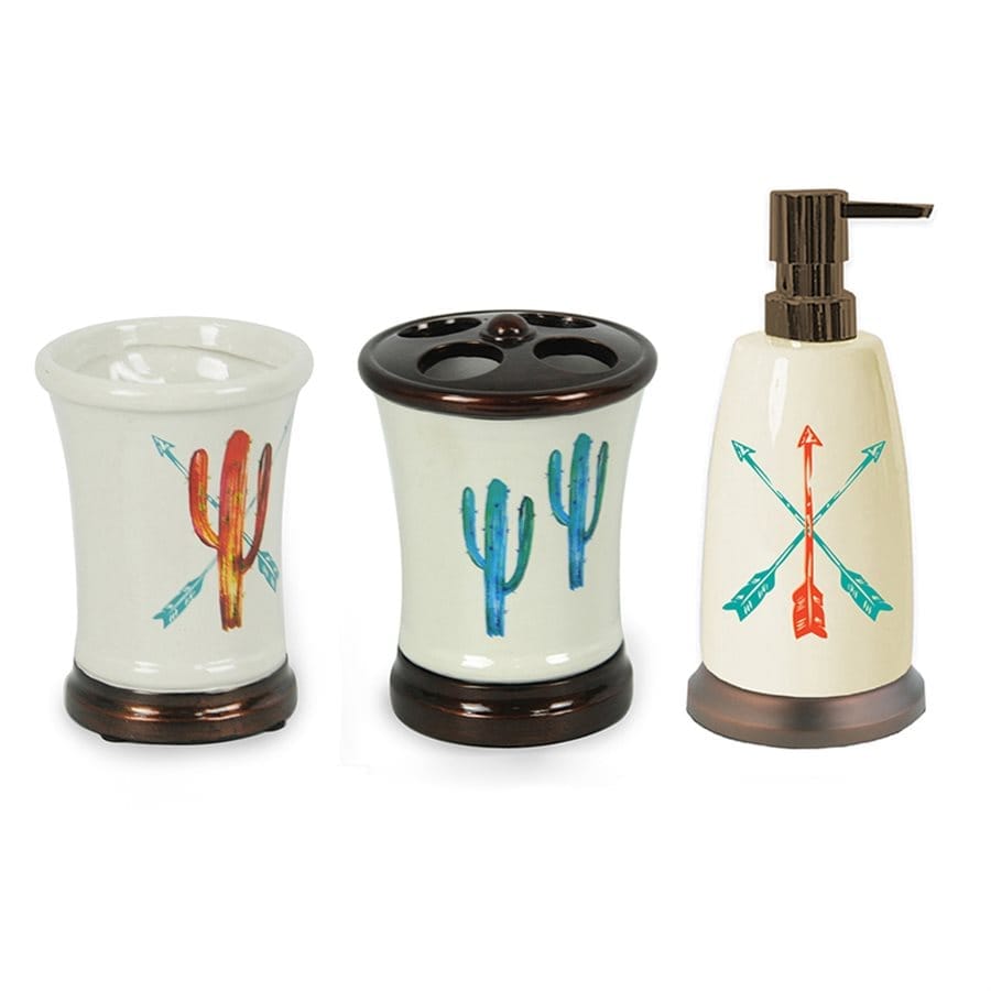 3-pc Cactus Ceramic Bathroom Set - Your Western Decor