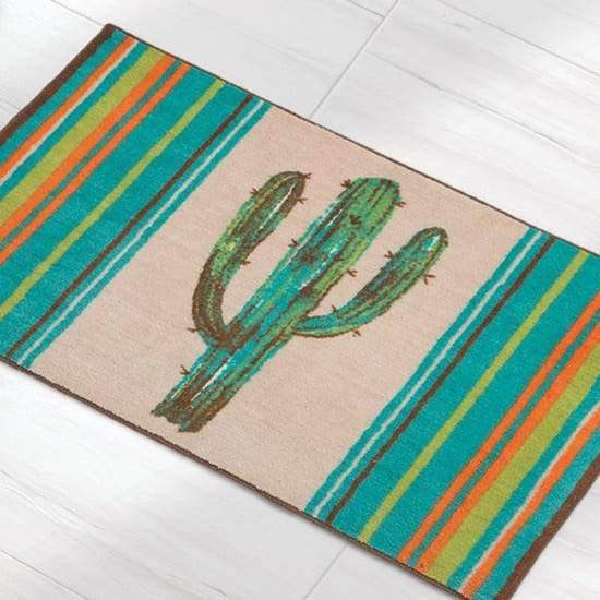 Cactus and serape stripe bath rug. Your Western Decor
