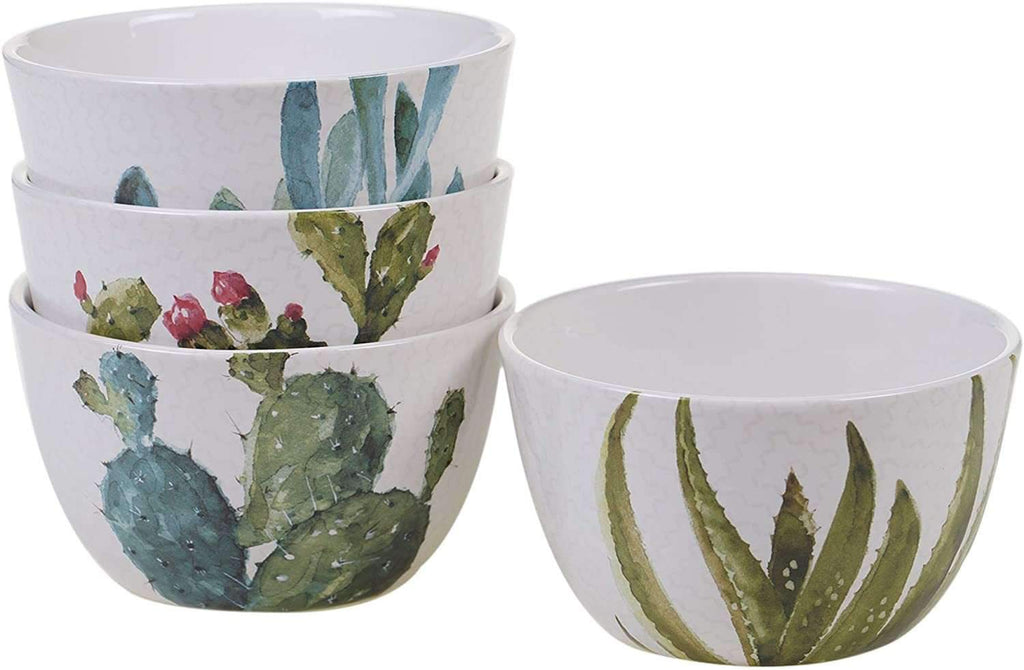 White bowls with cactus and succulent print. Your Western Decor