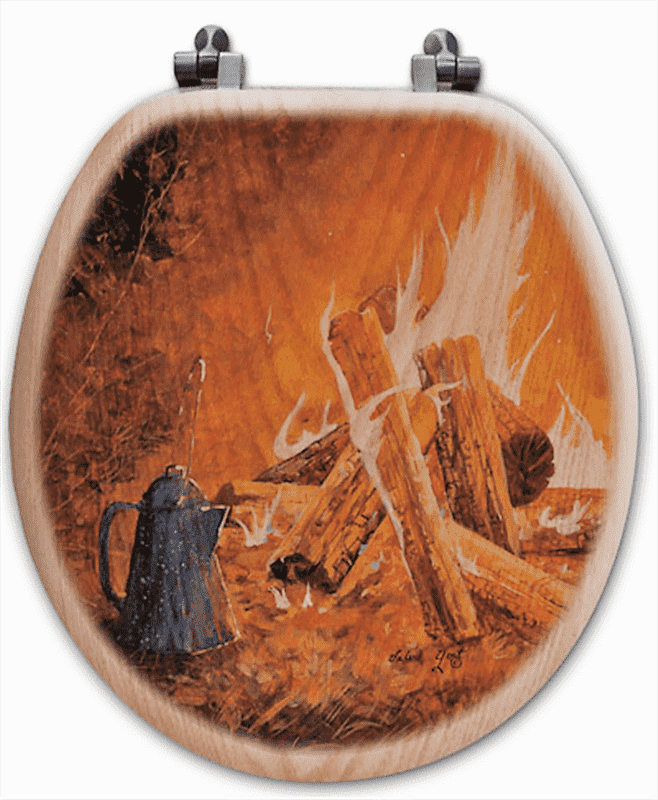 Camp Fire & Coffee Art Round Toilet Seat - Made in the USA - Your Western Decor, LLC