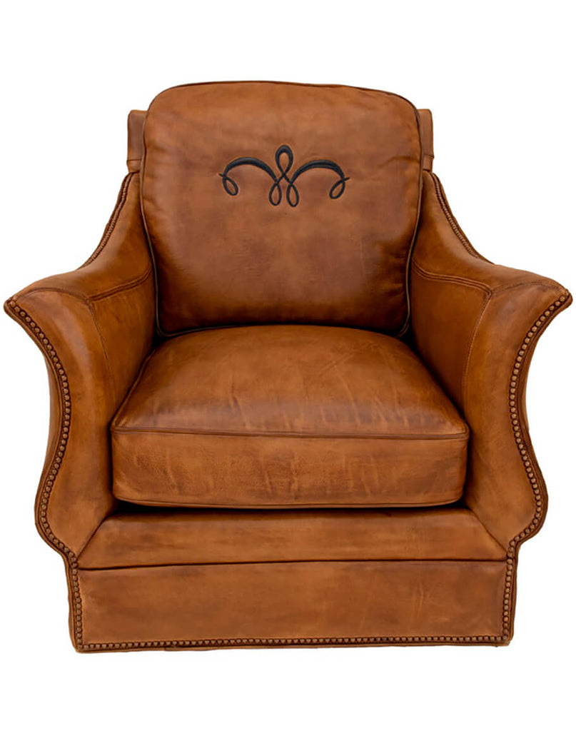 Cassiday Tan Leather Swivel Glider - Luxury American Made Leather Chair - Your Western Decor