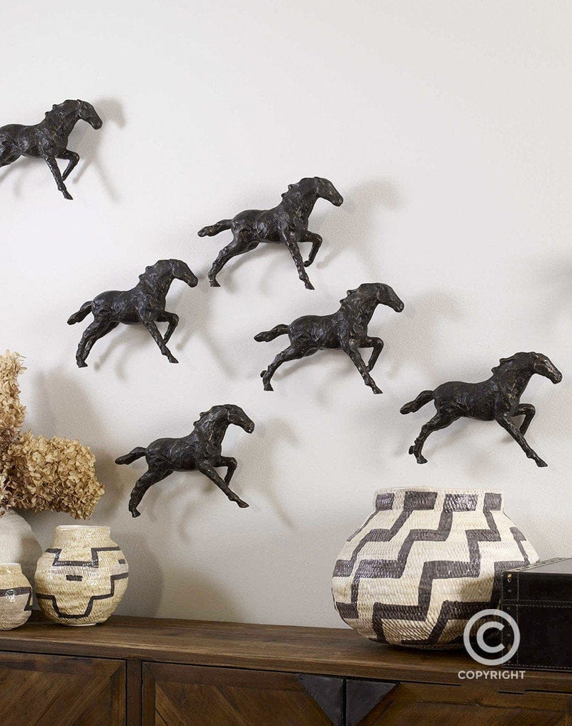 Cast Iron Mustang Wall Sculptures - Your Western Decor, LLC