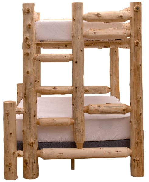Cedar Log Bunk Bed Single/Double End and Ladder View - Made in the USA - Your Western Decor