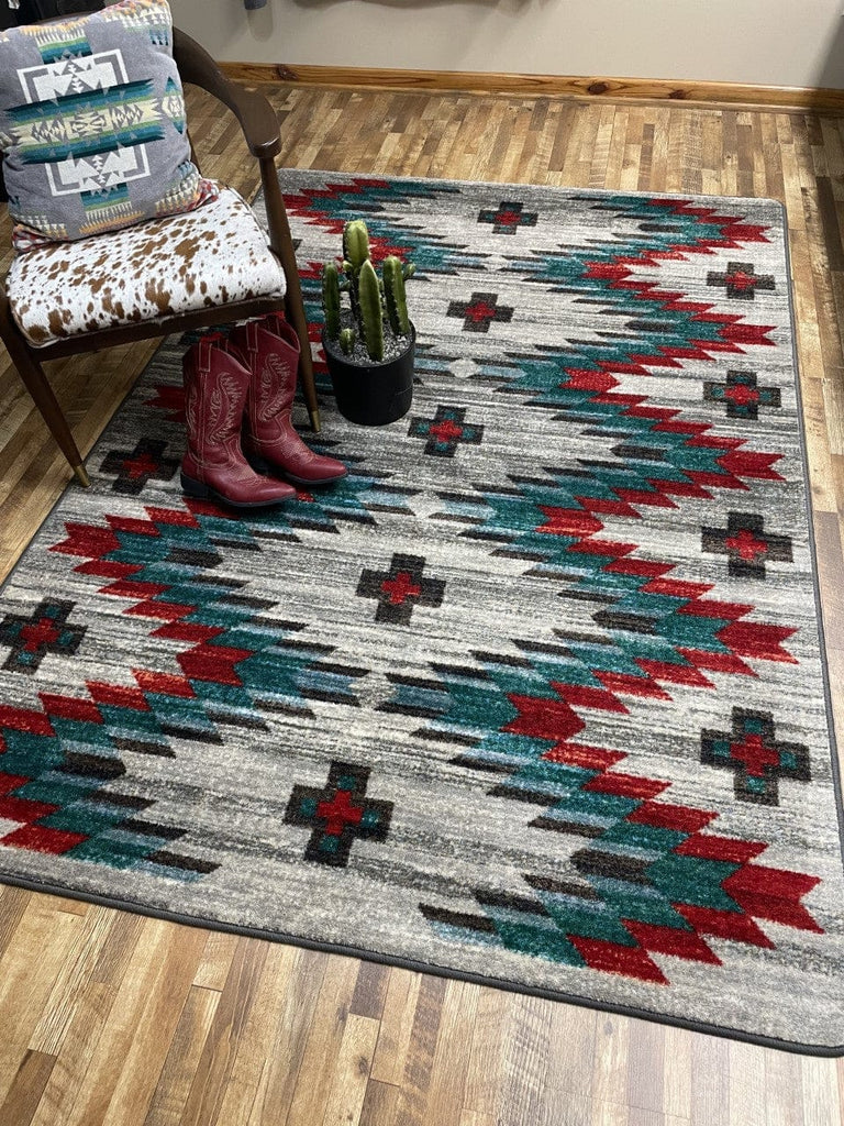 Celebration Area Rugs & Runners in turquoise, red and grey - made in the USA - Your Western Decor
