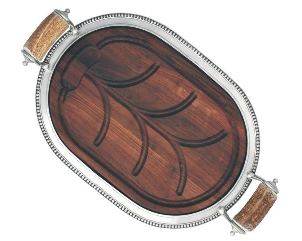 small oval cherry wood and pewter carving board. Your Western Decor