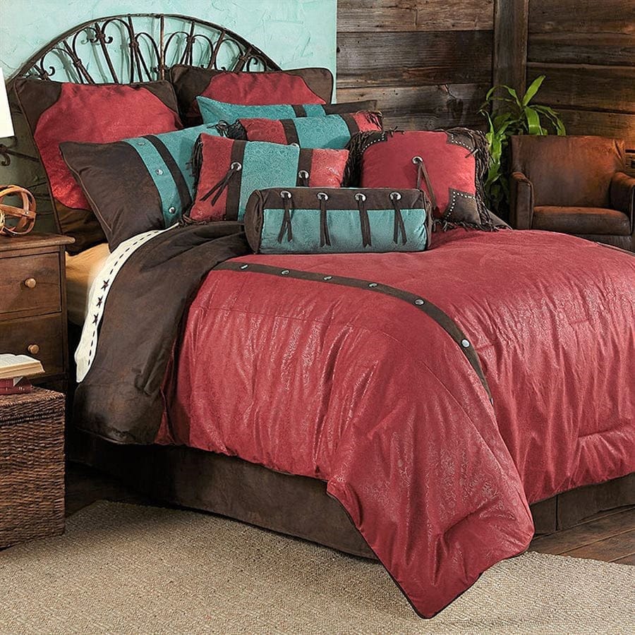 Red Tooled Western Comforter Set - Your Western Decor