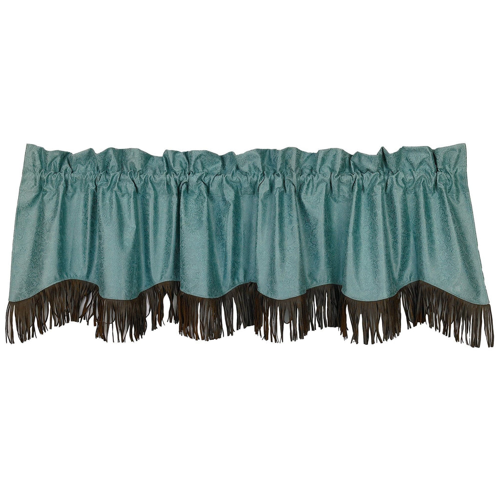 Cheyenne Turquoise Leather Kitchen Valance w/ Fringe from HiEnd Accents