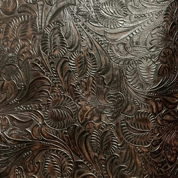 Chocolate Floral Embossed Leather • Your Western Decor