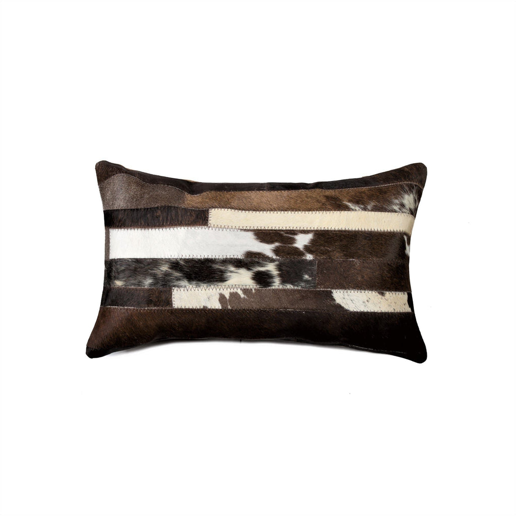 Various hocolate and white stip cowhide accent pillow. Your Western Decor