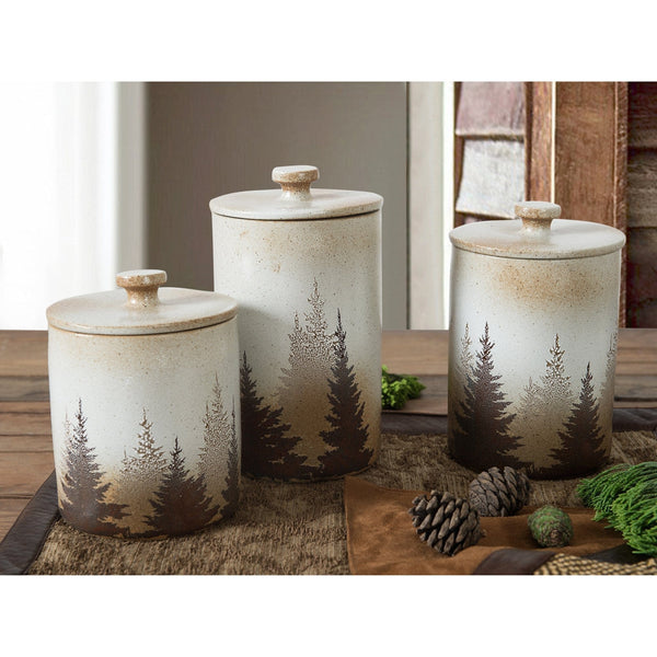 Green Pines 3 Piece Ceramic Canister Set